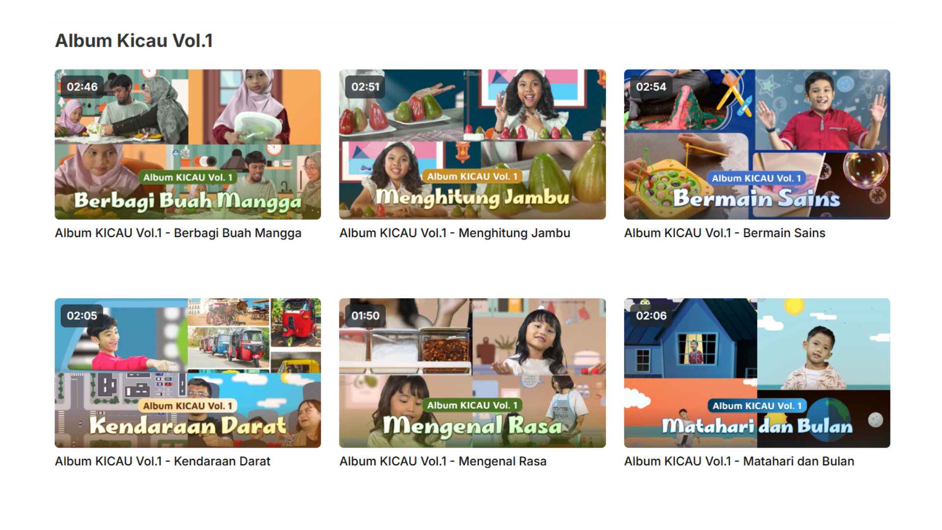 Album Karya Cipta Lagu Pembelajaran Anak Usia Dini (KICAU) Vol. 1